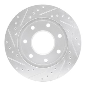 Ford F-150 Brake Rotor (1) - Front Right - R1 Concepts - Drilled & Slotted - Silver - `97-`04